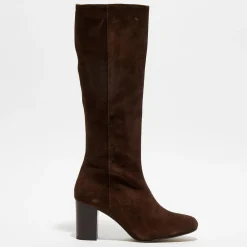 Femme Apologie Bottes en Velours de Cuir Lara marron - Talon 8 cm