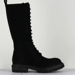 Sale Del Carlo Bottes en Velours de Cuir Granada noires