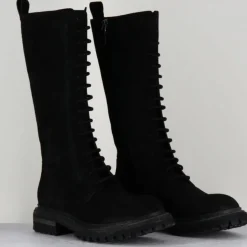 Sale Del Carlo Bottes en Velours de Cuir Granada noires