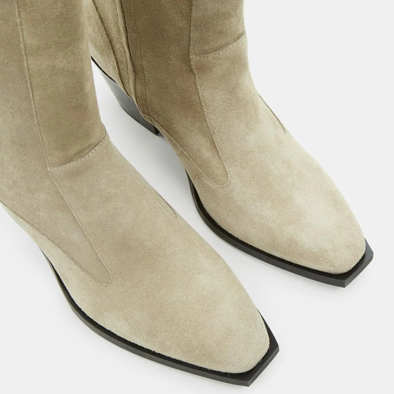 Femme Flattered Bottes en Velours de Cuir beiges - Talon 7 cm