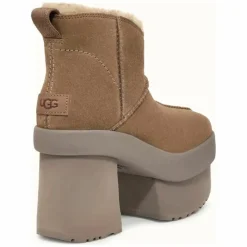 Ugg Bottes en Velours de Cuir New Heights Platform Mini marron - Talon 11.4 cm
