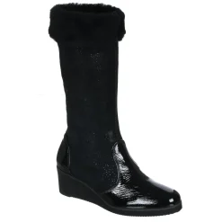 Femme Azurée Cannes Bottes fourrées en Velours de Cuir Carlin noires - Talon 5 cm