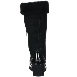 Femme Azurée Cannes Bottes fourrées en Velours de Cuir Carlin noires - Talon 5 cm