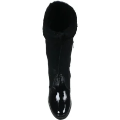 Femme Azurée Cannes Bottes fourrées en Velours de Cuir Carlin noires - Talon 5 cm