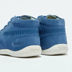 Enfant Kickers Bottillons Bébé en Velours de cuir bleus