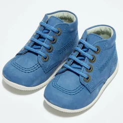 Enfant Kickers Bottillons Bébé en Velours de cuir bleus
