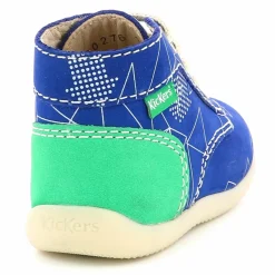 Enfant Kickers Bottillons en Cuir Bonbon-2 bleu/vert