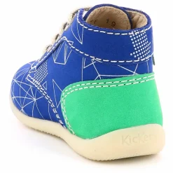 Enfant Kickers Bottillons en Cuir Bonbon-2 bleu/vert