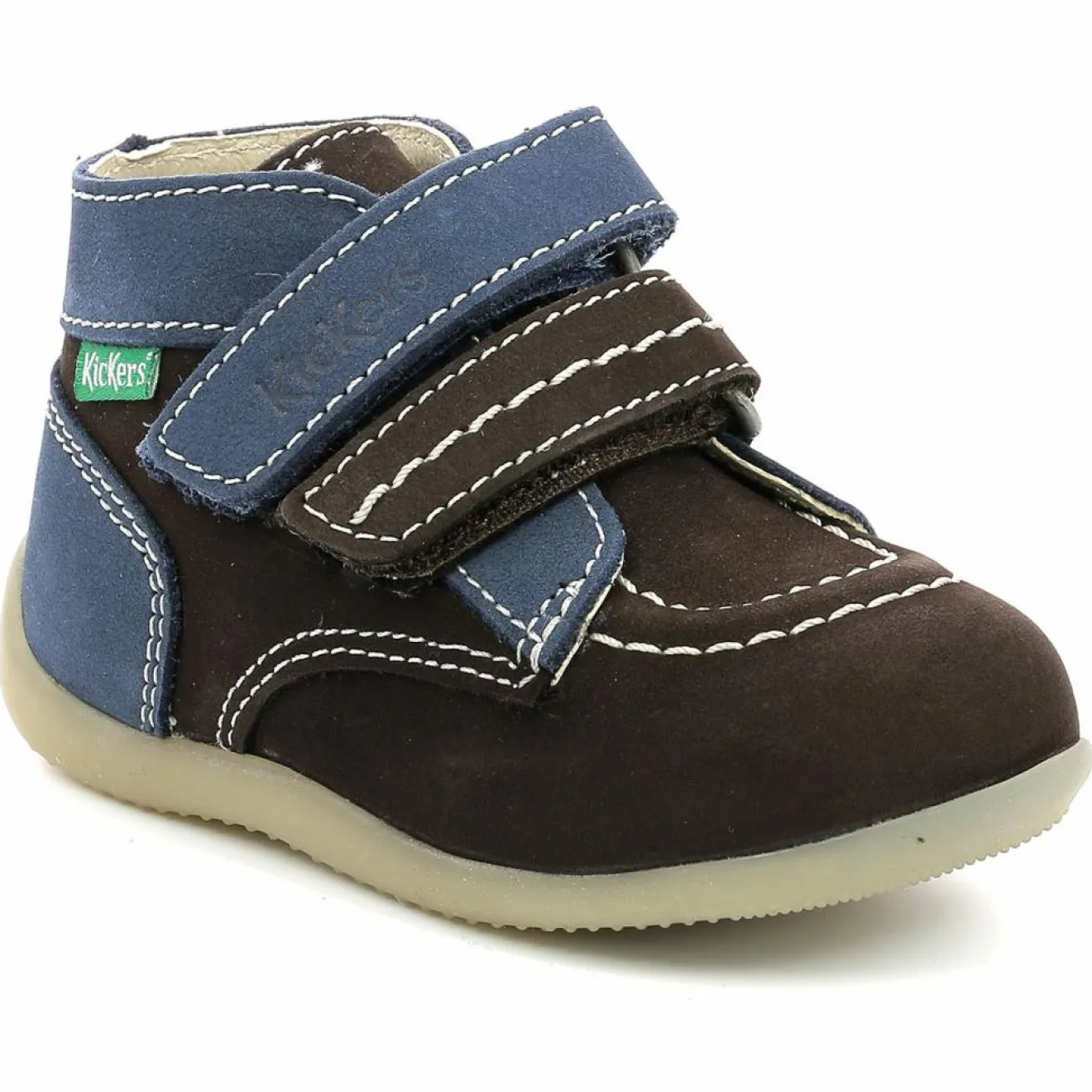 New Kickers Bottillons en Cuir Bonkro-2 marron/marine