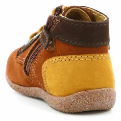 Enfant Kickers Bottillons en Cuir Bonzip-2 marron/camel tricolore