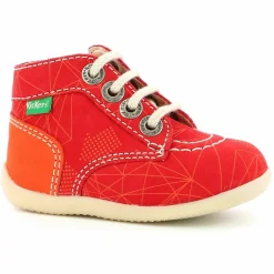 Sale Kickers Bottillons en Cuir Bonzip-2 rouge/orange