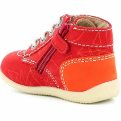 Sale Kickers Bottillons en Cuir Bonzip-2 rouge/orange