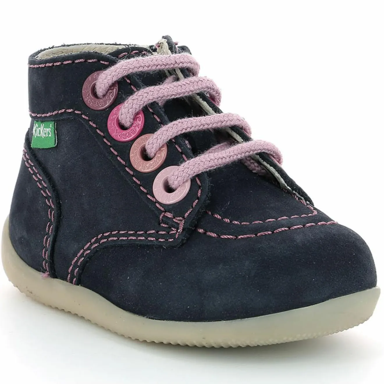Discount Kickers Bottillons en Cuir Bonzip-2 marine/rose