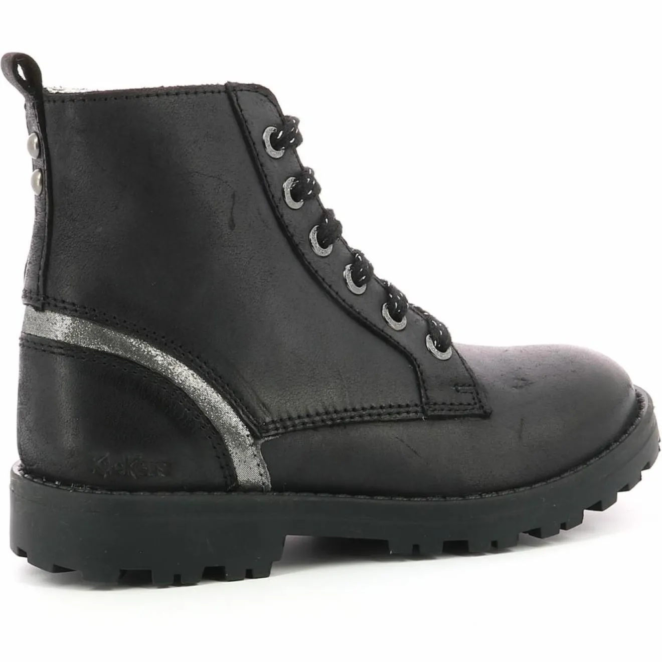Enfant Kickers Bottillons en Cuir Grooke noir/argenté