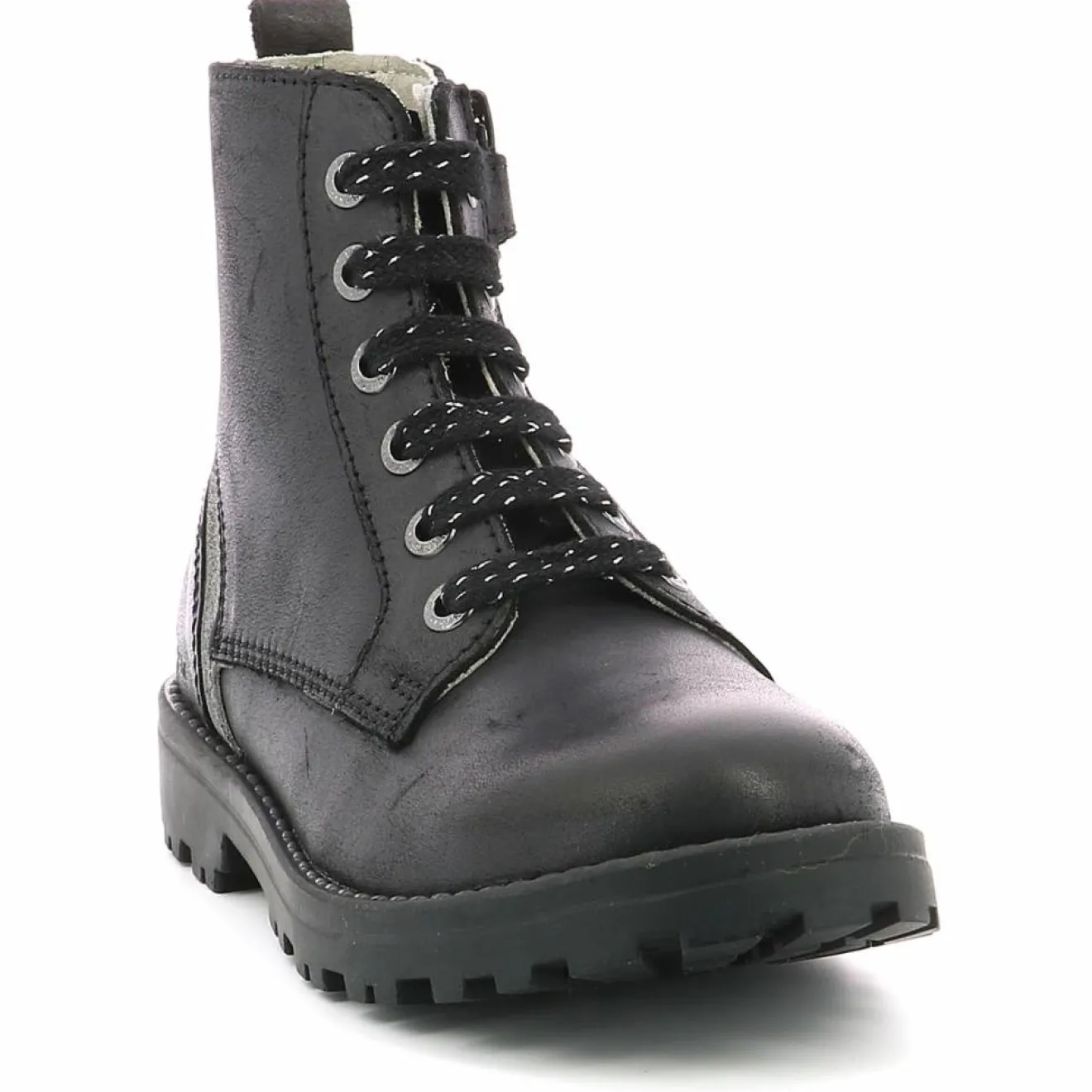 Enfant Kickers Bottillons en Cuir Grooke noir/argenté