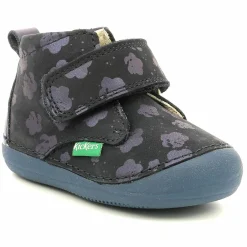 Enfant Kickers Bottillons en Cuir Sabio à fleurs marine