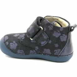 Enfant Kickers Bottillons en Cuir Sabio à fleurs marine