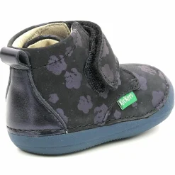 Enfant Kickers Bottillons en Cuir Sabio à fleurs marine