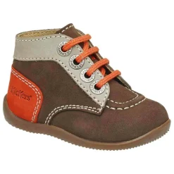 Outlet Kickers Bottillons en Velours de Cuir Bonbon marron fonce/marron/orange