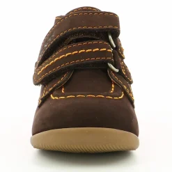 Enfant Kickers Bottillons en Velours de Cuir Bonkro marron foncé