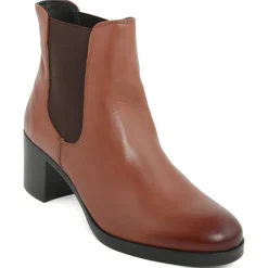 Femme Lab78 Bottines à talon en Cuir Jade marron - Talon 6 cm