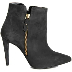 Femme Lab78 Bottines à talon en Velours de Cuir Cleopatre noires - Talon 10 cm