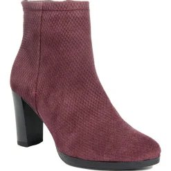 Outlet Lab78 Bottines à talon en Velours de Cuir Vivi vin - Talon 8.5 cm