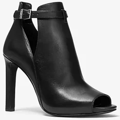 Femme Michael Kors Chaussures Bottines en Cuir à bout ouvert Lawson noires - Talon 8.9 cm