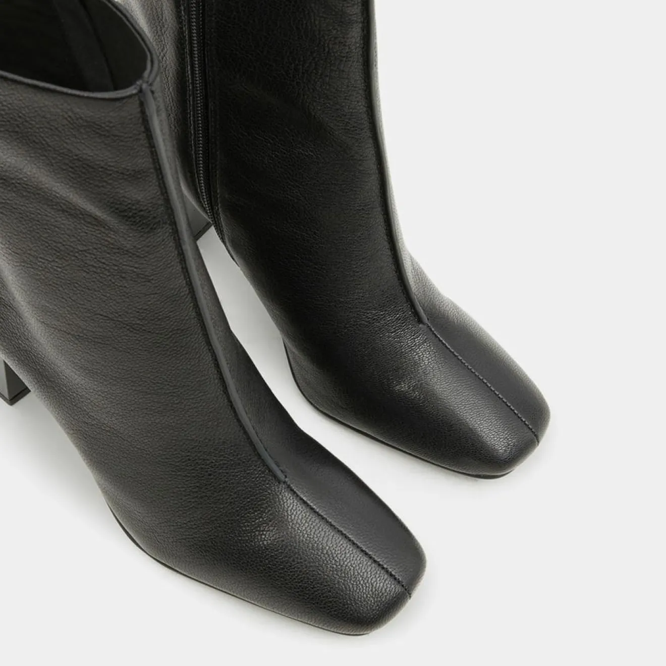 Sale Galeries Lafayette Bottines en Cuir à talon géométrique noires - Talon 8,5 cm