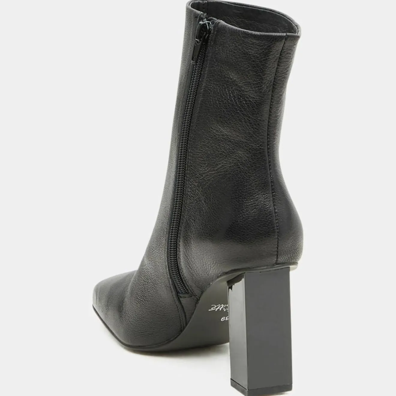 Sale Galeries Lafayette Bottines en Cuir à talon géométrique noires - Talon 8,5 cm