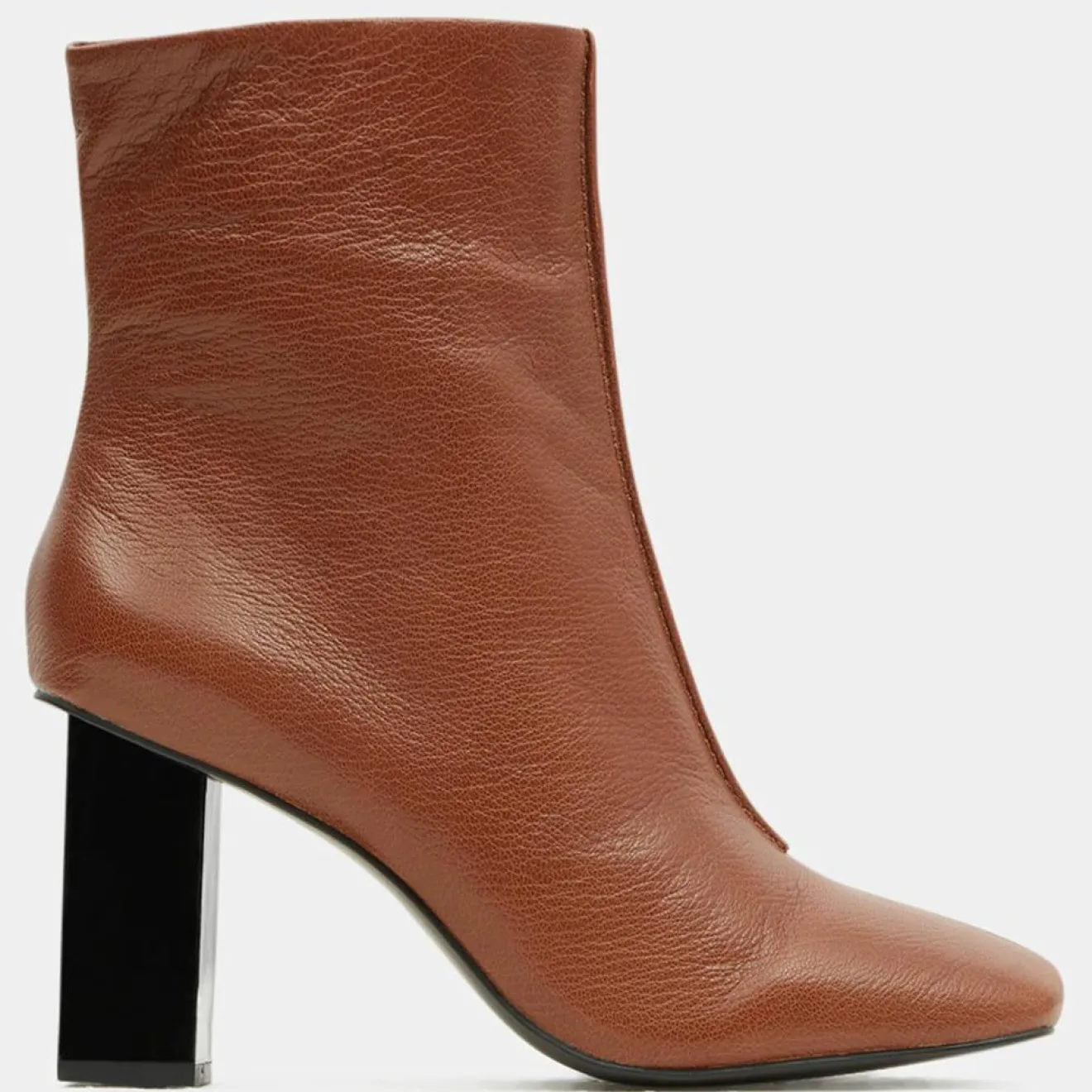 Sale Galeries Lafayette Bottines en Cuir à talon géométrique cognac - Talon 8,5 cm