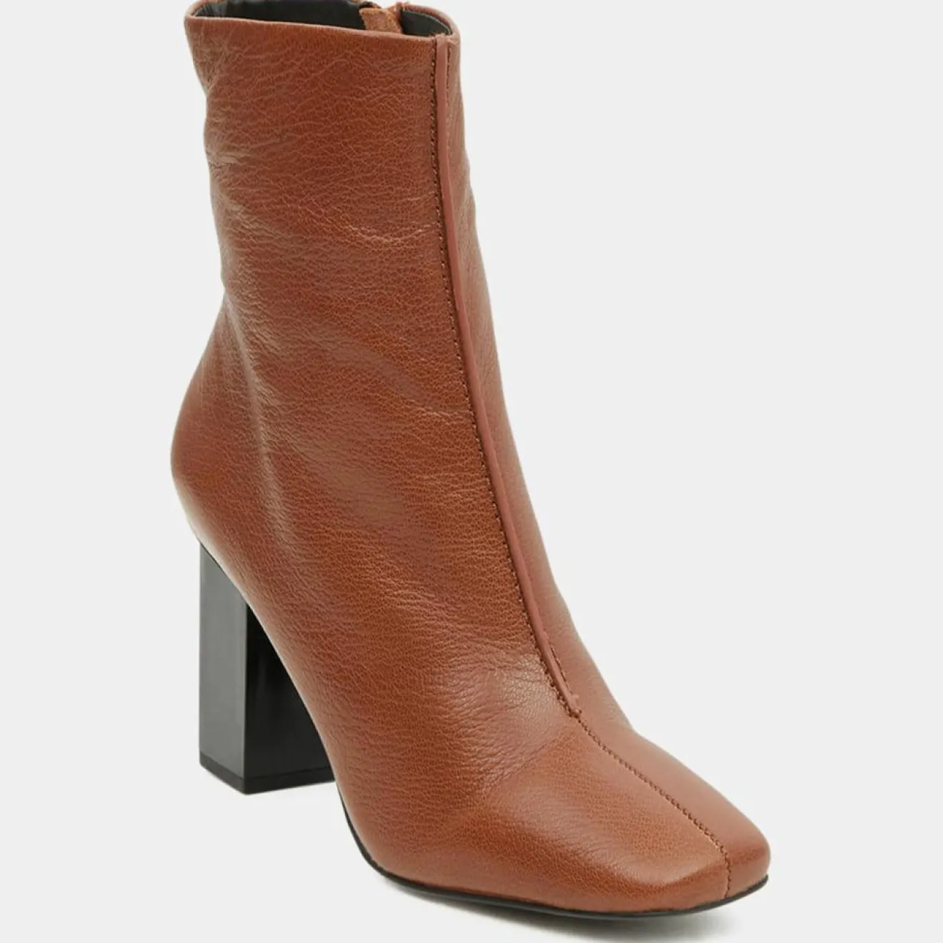 Sale Galeries Lafayette Bottines en Cuir à talon géométrique cognac - Talon 8,5 cm