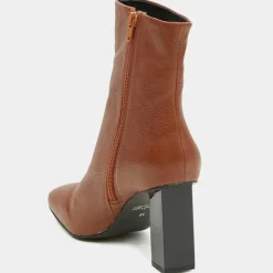 Sale Galeries Lafayette Bottines en Cuir à talon géométrique cognac - Talon 8,5 cm