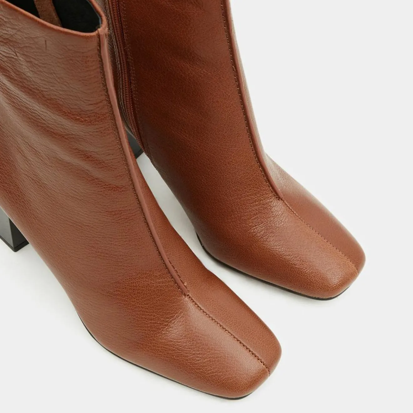 Sale Galeries Lafayette Bottines en Cuir à talon géométrique cognac - Talon 8,5 cm