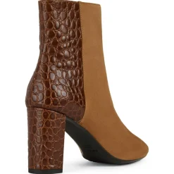 Hot Geox Bottines en Cuir & Velours de Cuir Pheby 80 cognac - Talon 8 cm