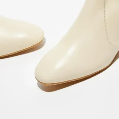 Femme Stuart Weitzman Bottines en Cuir Accordion vanille - Talon 5 cm