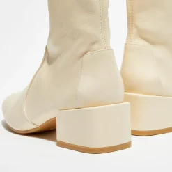 Femme Stuart Weitzman Bottines en Cuir Accordion vanille - Talon 5 cm