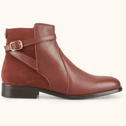 New Cosmoparis Bottines en Cuir bi-matière Varenne marron