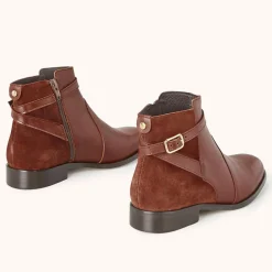 New Cosmoparis Bottines en Cuir bi-matière Varenne marron