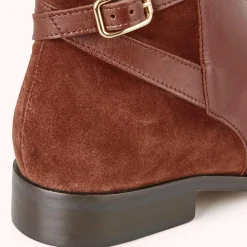 New Cosmoparis Bottines en Cuir bi-matière Varenne marron