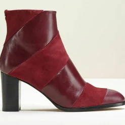Femme Cosmoparis Bottines en Cuir bi-matière Cleos bordeaux - Talon 7 cm