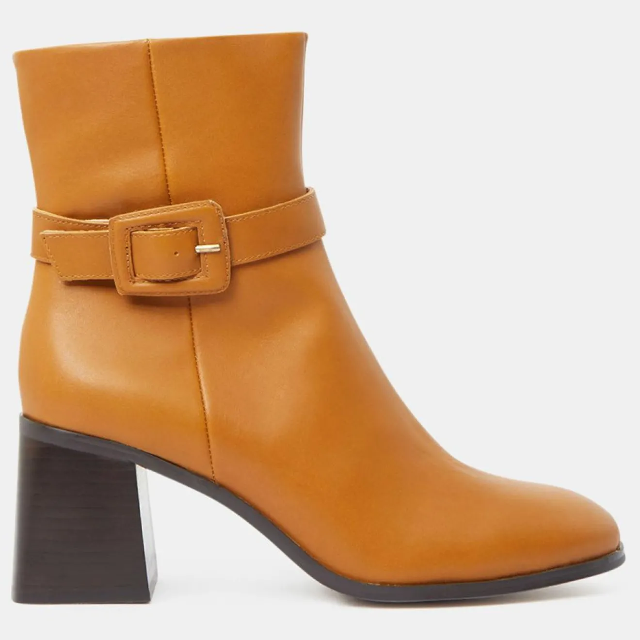 Outlet Galeries Lafayette Bottines en Cuir boucle recouverte camel - Talon 6 cm