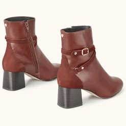 Femme Cosmoparis Bottines en Cuir et Velours de Cuir Zolana marron - Talon 5 cm
