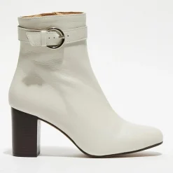 Femme Apologie Bottines en Cuir Julia beiges - Talon 7,5 cm