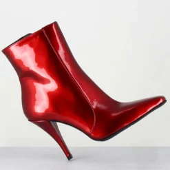 Femme Garrice Lab Bottines en Cuir mecha galaxie rouges - Talon : 9.5cm