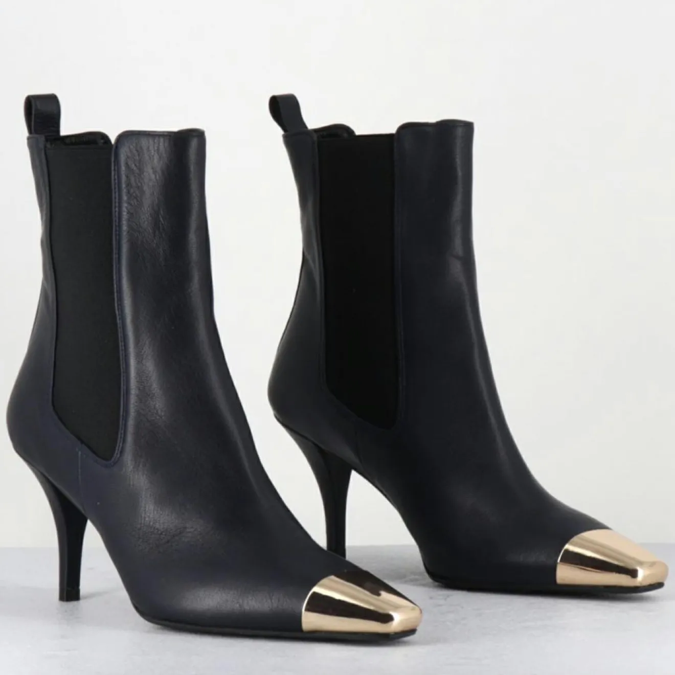 New Garrice Lab Bottines en Cuir nako bleu marine foncé - Talon : 7.5cm