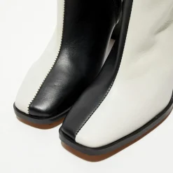 Femme Apologie Bottines en Cuir Nicole bicolore noir/beige - Talon 8,5 cm