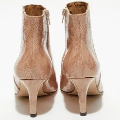 Femme Apologie Bottines en Cuir python Suzanne rose/marron - Talon 7 cm