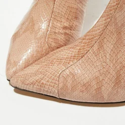 Femme Apologie Bottines en Cuir python Suzanne rose/marron - Talon 7 cm