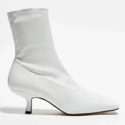 Online By Far Bottines en Cuir Socks blanches - Talon 5,5 cm